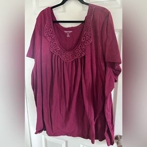 Woman Within Crochet-Trim Knit Top - Size 5X (36/38)